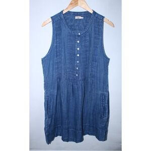 Faherty Women's Large Blue Denim Thin Sleeveless Dress